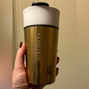 Starbucks 12 ounce tumbler with lid gold rare